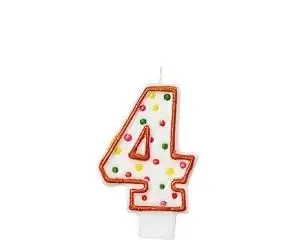 Świeczka cyferka 4 kropki 7,6cm - Amscan