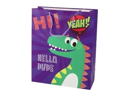 Torba prezentowa fioletowa Dinozaur 41,5x30x12cm - Leantoys