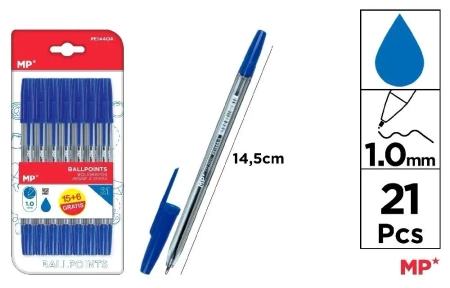 Długopis niebieski 1.0mm 21szt - MP Main Paper