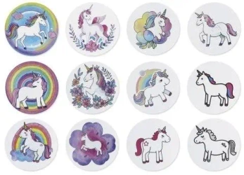 Naklejki papierowe na taśmie Jednorożce 500szt - Titanum