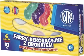 Farby plakatowe 6 kolorów 10 ml Brokat ASTRA - ASTRA papiernicze