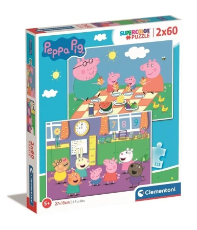 Puzzle 2x60 Super Kolor Świnka Peppa - Clementoni