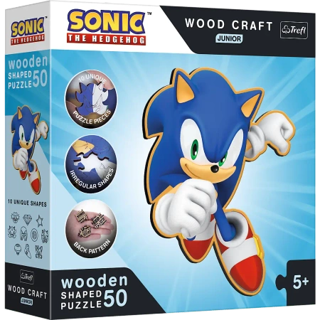 Puzzle 50 drewniane Wood Craft Junior Sprytny Sonic 20203 - Trefl PAP