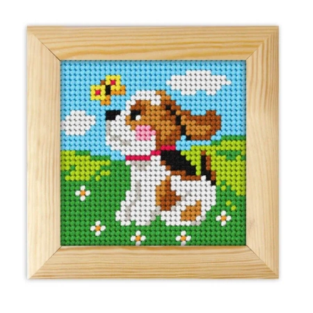 Haft z ramką. Moje pierwsze wyszywanie - Piesek - Anex-bis