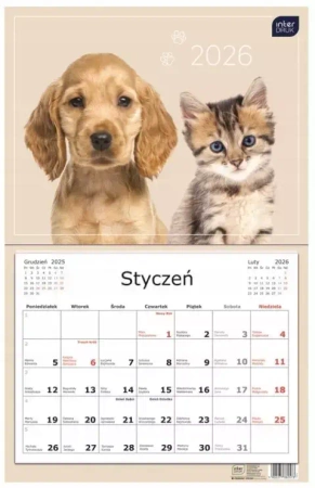 Kalendarz 2026 jednodzielny 32x50cm Zwierzaki - INTERDRUK