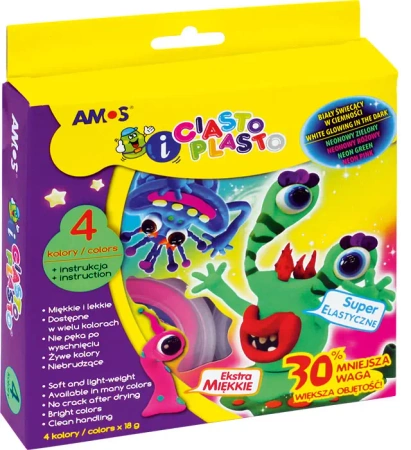 Ciasto Plasto Fluo 4 kolory - Amos