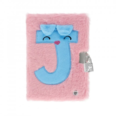 Pamiętnik pluszowy zamykany Pink J świecący - STARPAK
