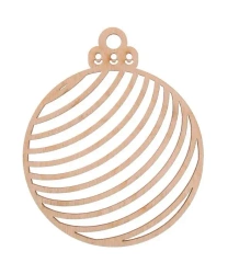 Bombka drewniana w paski 3szt naturalna - Cresco