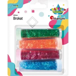 Brokat w fiolkach tęczowy 4 kolory - Titanum
