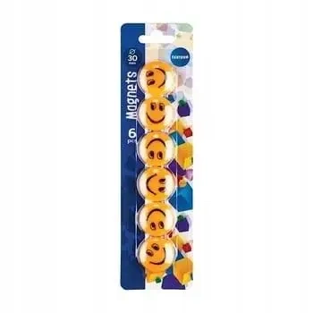 Magnesy do tablicy suchościeralnej Smile 30mm 6szt - Centrum