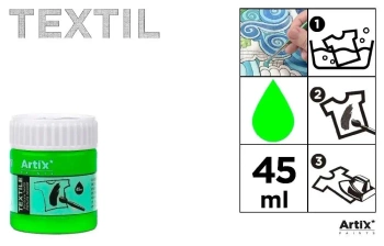Farba do tkanin zielona fluor 45ml (6szt) - Artix