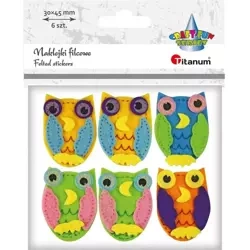 Naklejki filcowe sowy 30x45mm 6szt. - Titanum