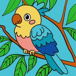 Malowanie po numerach - Jaskrawa papuga Kids - Ideyka