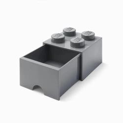 LEGO(R) pojemnik klocek z szufladą czwórka szary - NHG