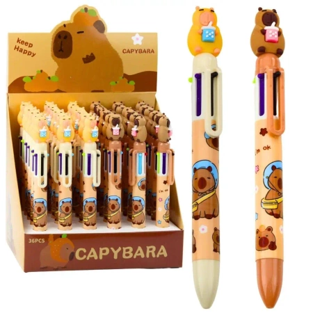 Długopis z kapibara wielokolorowy 0.7mm (36szt) - Leantoys