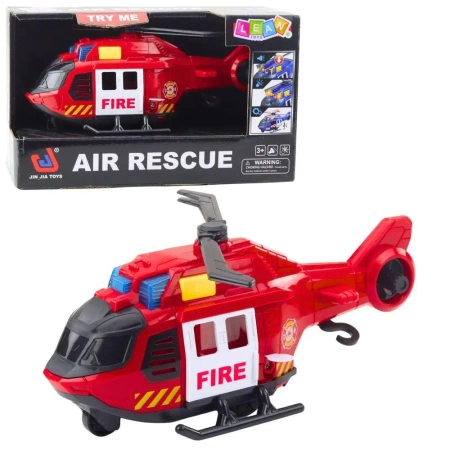 Helikopter strażacki z dżwigiem światło i dżwięk - Leantoys