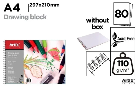 Blok rysunkowy A4/80K 110g - Artix