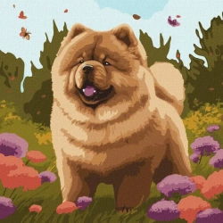 Malowanie po numerach IDEYKA 40x40cm Uroczy Chow Chow - IDEYKA