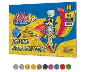 Papier brokat A4 samoprzylepny 10 kartek 8 kolorów - Alfa Pastello