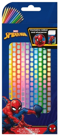 Kredki Spiderman 12 kolorów + gumka + temperówka MV15958 - Kids Euroswan