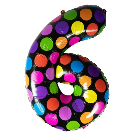 Balon foliowy cyferka 6 w kropki - Arpex