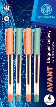 Długopis żelowy Avant Pen Astra blister 4 sztuki - ASTRA art-pap