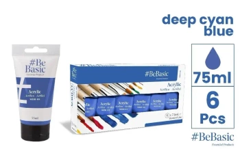 Farba akrylowa - niebieski cyjan 75ml (6szt) - BeBasic
