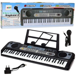 Keyboard z mikrofonem, stojakiem i nutami - Leantoys