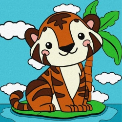 Malowanie po numerach - Urocze tygrysiątko 25x25cm - Ideyka