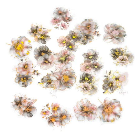 Naklejki PET kwiaty gray powder 20szt - Dalprint