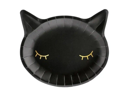 Talerzyki Kotek czarny 22x20cm 6szt - PartyDeco