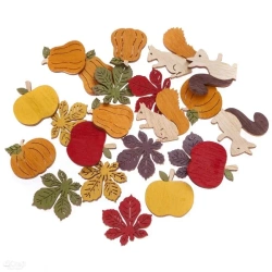 Samoprzylepne drewniane motywy jesienne 20szt - Dalprint