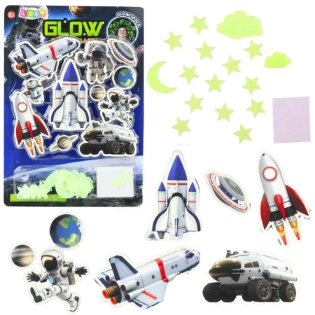 Naklejki fluorescencyjne na ścianę kosmos - Leantoys