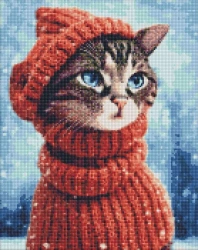 Diamentowa mozaika - Dziwna kotka 40x50cm - Ideyka