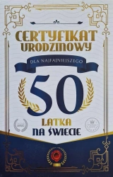 Karnet Certyfikat Urodzinowy 50 urodziny męskie - YEKU