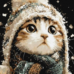 Malowanie po numerach -Śnieżny kotek 40x40cm - Ideyka
