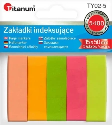 Zakładki indeksujące fluo 15x50mm 5x100 kartek - Titanum