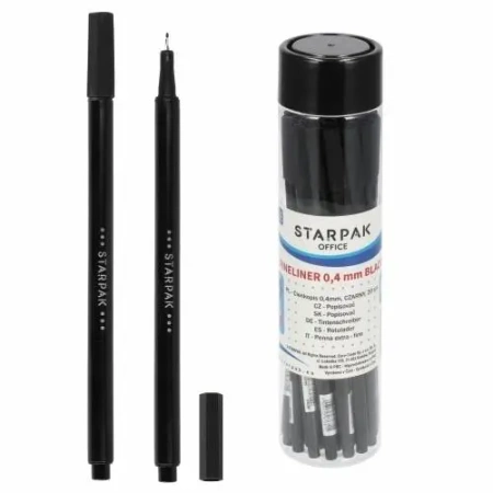 Cienkopis 0.4mm czarny tuba (20szt) - STARPAK