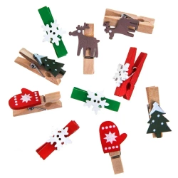 Klamerki drewniane Boże Narodzenie 10szt - Dalprint dpCraft