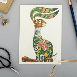 Karnet A102 B6 + koperta Zając i kwiaty Wielkanoc - DM Collection