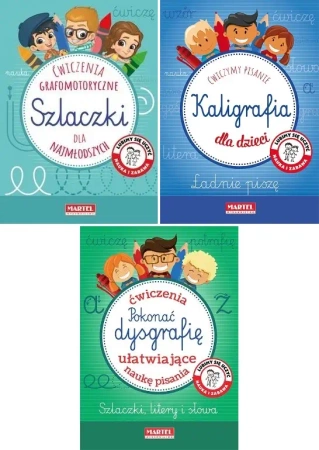 KALIGRAFIA DLA DZIECI SZLACZKI POKONAĆ DYSGRAFIĘ nauka pisania PAKIET - Joanna Krzemień-Przedwolska, Adam Gdula