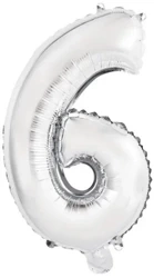 Balon foliowy mini cyfra 6 srebrna 29x40cm - Amscan