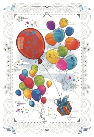 Karnet 12x18cm + koperta Prezent i balony - DaVinci