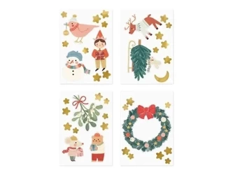 Naklejki na okno Merry Christmas 4szt - PartyDeco