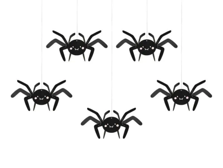 Dekoracja papierowa Pająki 27x17cm czarny 5szt - PartyDeco
