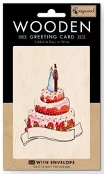 Karnet drewniany C6 + koperta Ślub tort - Cozywood