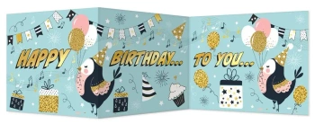 Karnet B6 składany Urodziny - Ptaszyna - Henry