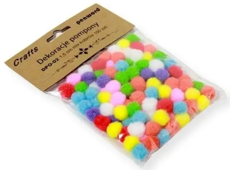 Dekoracje pompony 1,5cm mix kolorów100szt - Penword