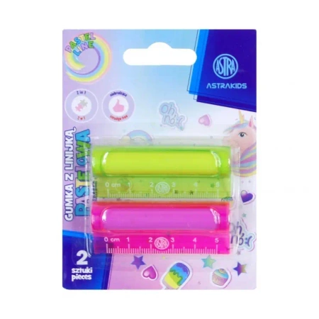 Gumka i linijka 2w1 Astrakids Unicorn 2 szt. - ASTRA art-pap