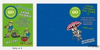 Karnet Party naklejany B6+koperta Urodziny 60 wz04 - Stamp